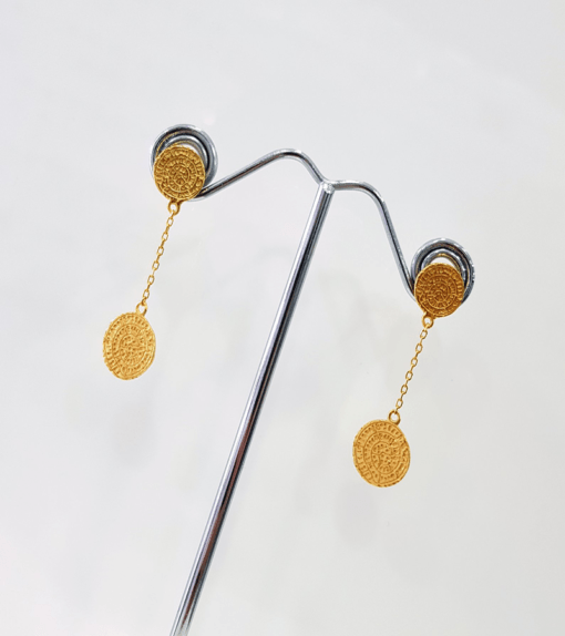 Ασημένια 925 σκουλαρίκια με επικάλυψη χρυσό 18 καράτια – Δίσκοι Φαιστούς