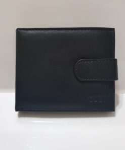 Μαύρο δερμάτινο αντρίκιο πορτοφόλι