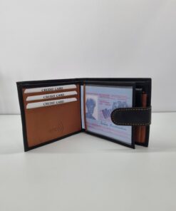 Black/Camel Leather Wallet - button