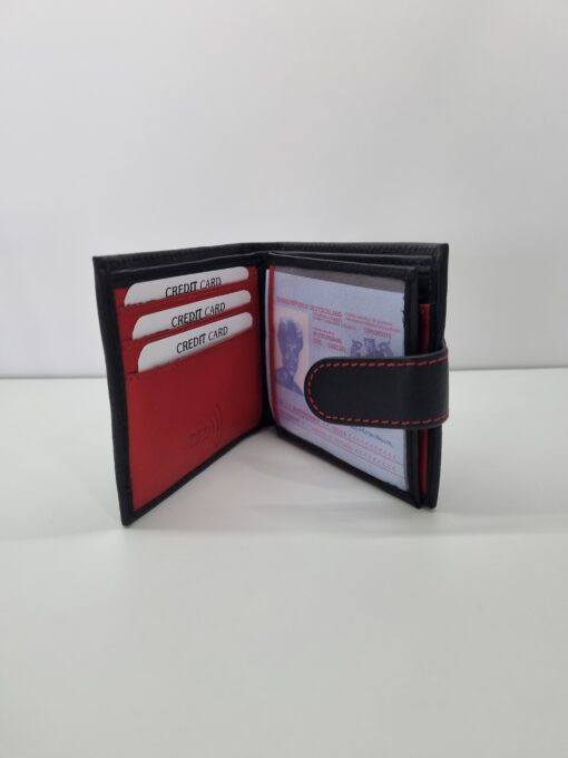 Black/Red Leather Wallet - button
