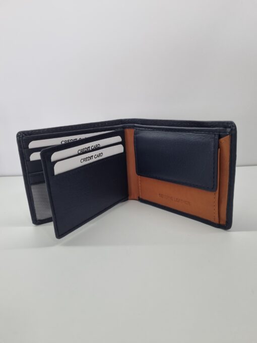 Blue/Camel Leather Wallet