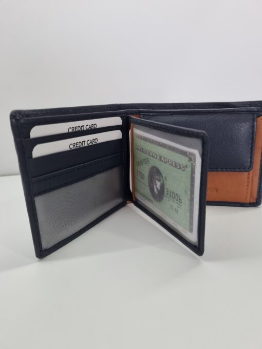Blue/Camel Leather Wallet