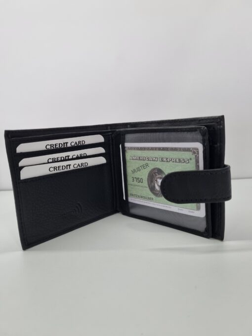 Black Leather Wallet - button