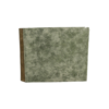 Δερμάτινο αντρίκιο πορτοφόλι σε πράσινο χρώμα και καφέ λεπτομέρεια στο πλευρό.